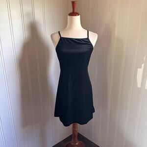 Vintage 90s/Y2K Goth Black Velour Mini Dress S